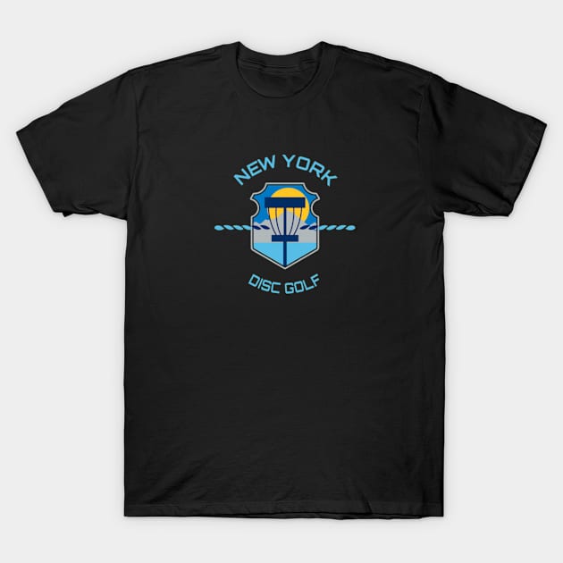 New York Disc Golf - State Flag Black T-Shirt by grahamwilliams